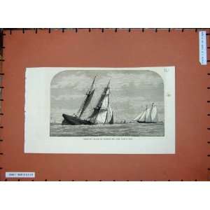   1873 Sinking Collier Ship Lowestoft Yacht Violet Sail