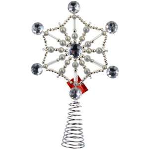  Silver 6 Point Star Jeweled Tree Topper: Home & Kitchen
