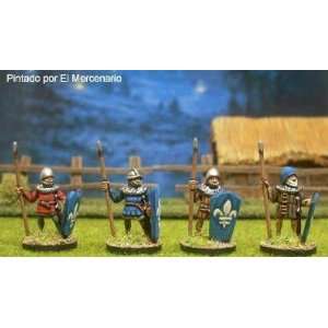  Corvus Belli 15mm 100 Years War: Spearmen with Pavise I (8 