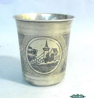Fine Russian 84 Silver And Niello Cup / Beaker Moscow Ca 1880  