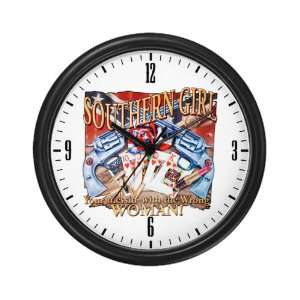   Wall Clock Southern Girl Rebel Flag With Guns Cowgirl 