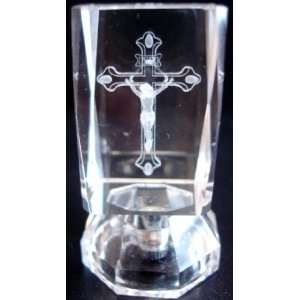 Inch 3d Laser Crystal Crucifix Jesus on Cross with Light Stand, 12 