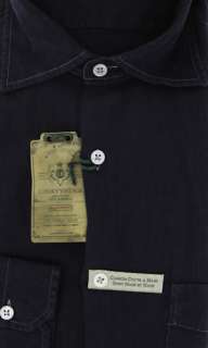 New $375 Borrelli Navy Blue Shirt 17.5/44  