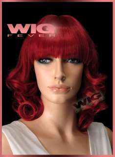 Medium 13 in. Dark Red Curly Hair Wig 1447  