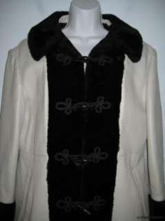 Vintage Leather/Faux Fur Ladies Coat Black/Grey Small  