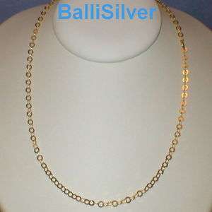   Sterling Silver 925 VERMEIL 4mm Flat Circles Chain Necklace 16 40cm