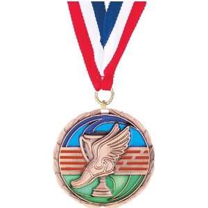   Medals   2 1/2 inches Multi Colored Enameled Medal TRACK: Toys & Games