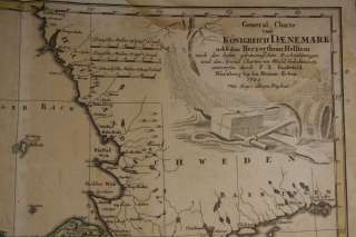 1789 DENMARK LARGE HANDCOLOURED MAP BY HOMANN HEIRS  