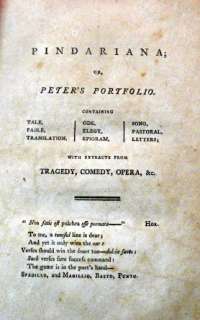Pindariana Peters Portfolio Peter Pindar Book 1795  