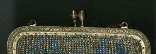 1800s antique VICTORIAN MICRO BEAD PURSE silver GORGEOU  