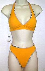 Burberry 2 Piece Marigold Check Trim Bikini Size XS / S  