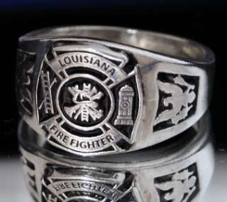 State Firefighter Ring LOUISIANA Sterling Silver  