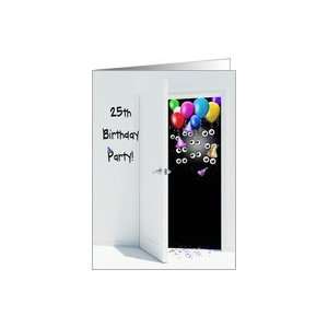  25th Surprise Birthday Party invitation with balloons Card 