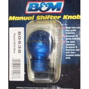 B&M 80538 Round Blue Billet Manual Shifter Knob 