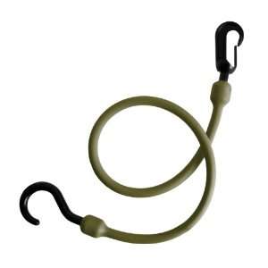   24 Inch Fixed End Bungee Cord with Nylon Hook and Clip, Military Green