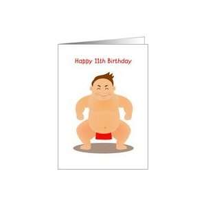  happy 11th birthday, sumo wrestling Card: Toys & Games
