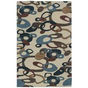   Blue Wool Contemporary Circles Rug 8 x 106 (89104)