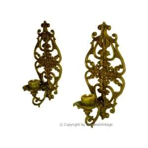   Large Cast Iron Scroll Wall Mount Candle Sconces 2: Home Improvement