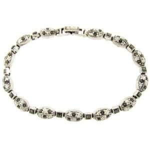  Sterling Silver Marcasite Oval Bracelet: Jewelry