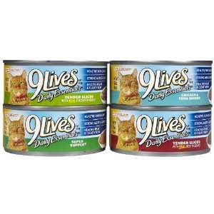 9 Lives Four Flavor Variety Canned Cat Food Case: Pet 