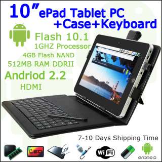 New 10 Android 2.2 ePad Flash 10.1 Player HDMI WiFi + Case 