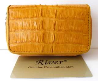   CROCODILE TAIL LEATHER KEY CHAIN HOLDER WALLET YELLOW NEW ~ RIVER