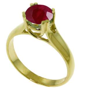   Cut Natural Red Ruby Solitaire Ring in 14K. Stamp Yellow Gold  