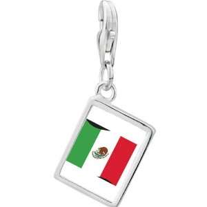  Pugster 925 Sterling Silver Mexico Flag Photo Rectangle 