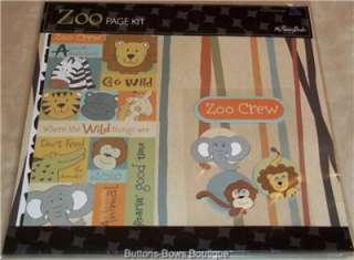 NEW ZOO 12x12 Album Paper Set Tiger Monkey Lion Elephant & More card 
