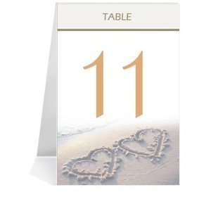  Wedding Table Number Cards   Hearts in the Sand #1 Thru 