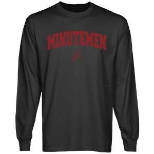  NCAA UMass Minutemen Charcoal Logo Arch Long Sleeve T 