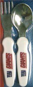 NEW YORK GIANTS NFL STAINLESS CUTLERY FORK SPOON SET BABY TODDLER 