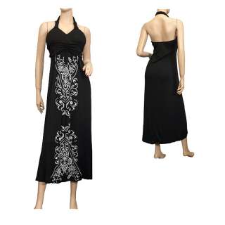 Black Halter Dress on Plus Size Black Embroidered Maxi Halter Cocktail Dress