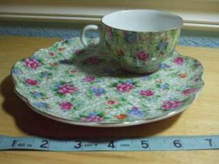 Yada China Cup and Snack Plate Set (Pink, Blue, Yellow & Orange flower 