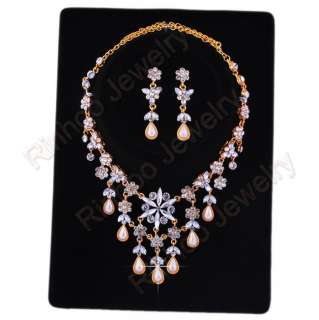 Free #2206 clear rhinestone necklace earring 1SET  