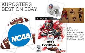 PS3 NCAA College Football 2012 Roster Playstation 3 12  