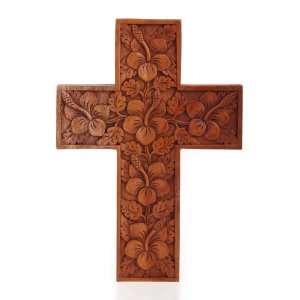  Patra Hibiscus Cross Carving~Wood Statue~Hand Carved