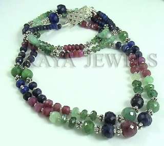 XCLUSIV NATURAL RUBY EMERALD SAPPHIRE 115cts NECKLACE  