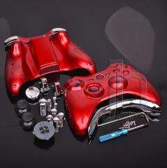   XBOX 360 RED AND CHROME SILVER WIRELESS CONTROLLER SHELL CASE MOD