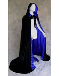 Lined Black Blue Cloak   Renaissance Costume by Artemisia Designs