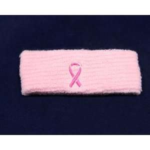  Pink Ribbon Terrycloth Headbands (Retail) 