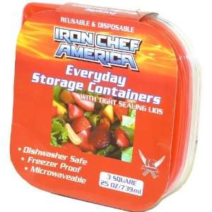  Iron Chef Food Container Square 25oz (Pack of 3) Patio 