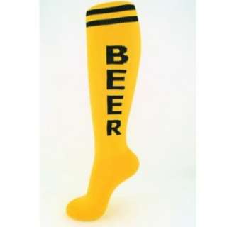 BEER ROCK SOCKS Yellow Unisex Retro Tube Sock Knee High  