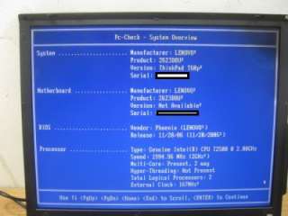 IBM THNIKPAD T60P INTEL CORE DUO 2.0GHz CPU 1GB RAM MOTHERBOARD FOR 