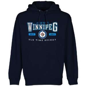  NHL Old Time Hockey Winnipeg Jets Raked Hoodie   Navy Blue 