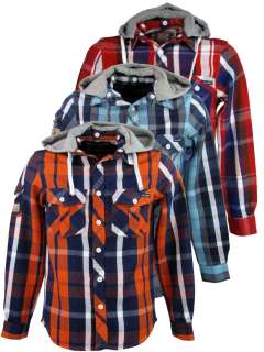 Mens Tokyo Laundry Long Sleeved Mason Hoodie Lumberjack Check Shirt 