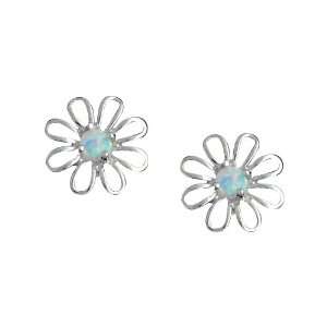  Sterling Silver Opal Stone Floral Earrings: Puresplash 
