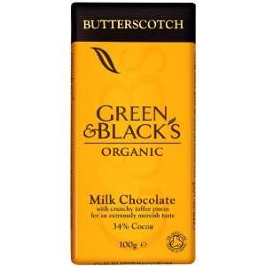 Green and Blacks Milk Butterscotch Bar 100g  Grocery 
