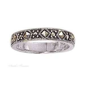    Sterling Silver Diamond Shape Marcasite Ring Size 4: Jewelry