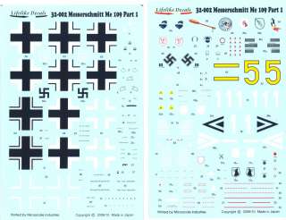 Decals 1/32 MESSERSCHMITT Me 109 Fighter Part 1 *MINT*  